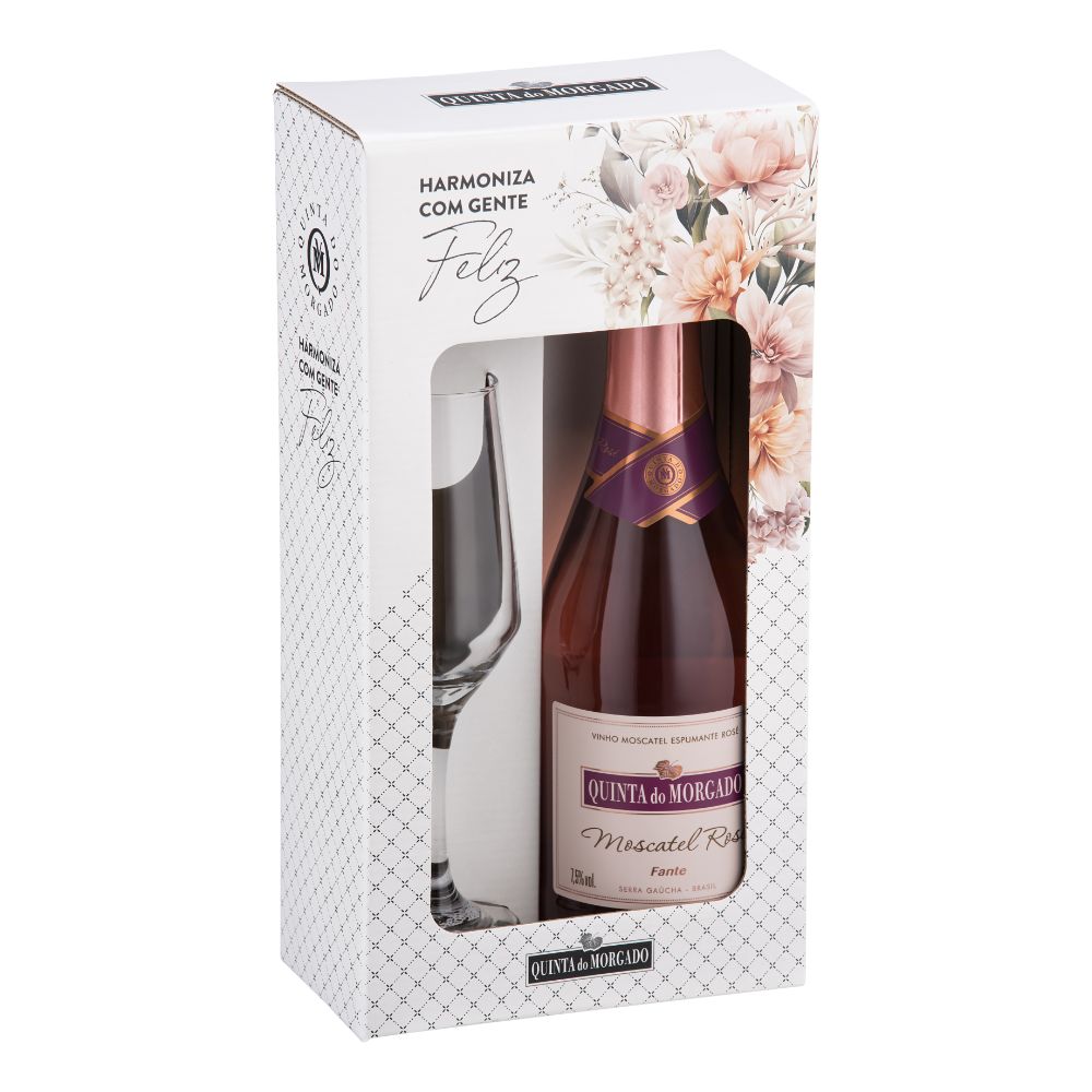 Vinho Espumante Quinta Morgado Moscatel Rosé com Taça 660 ml